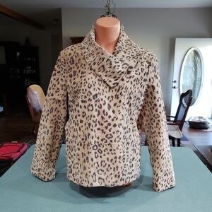 Chico's Animal Print Suede Leather Jacket
